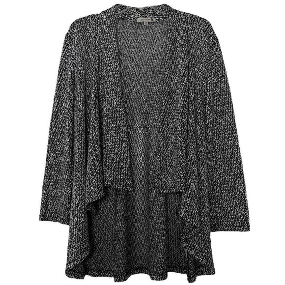 Jess & Jane Waterfall Jacket Cascading Open Front Cardigan Black White Medium - Picture 1 of 7